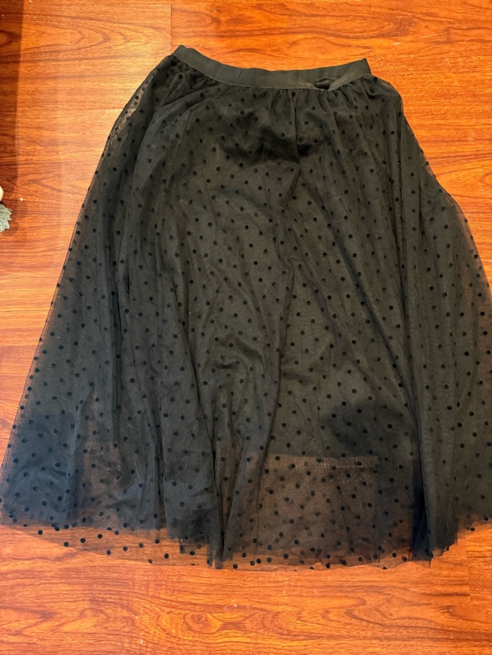 Black Polka Dot Tulle Midi Skirt - Picture 2 of 3